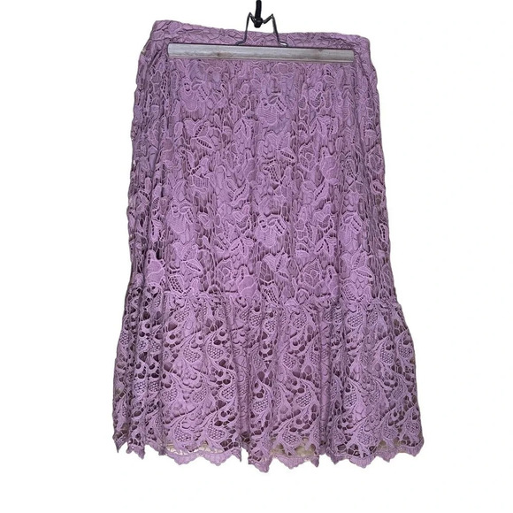 Champagne & Strawberry Elastic Waist Layered Crochet Lace A-line Sz Medium Pink - Picture 1 of 9